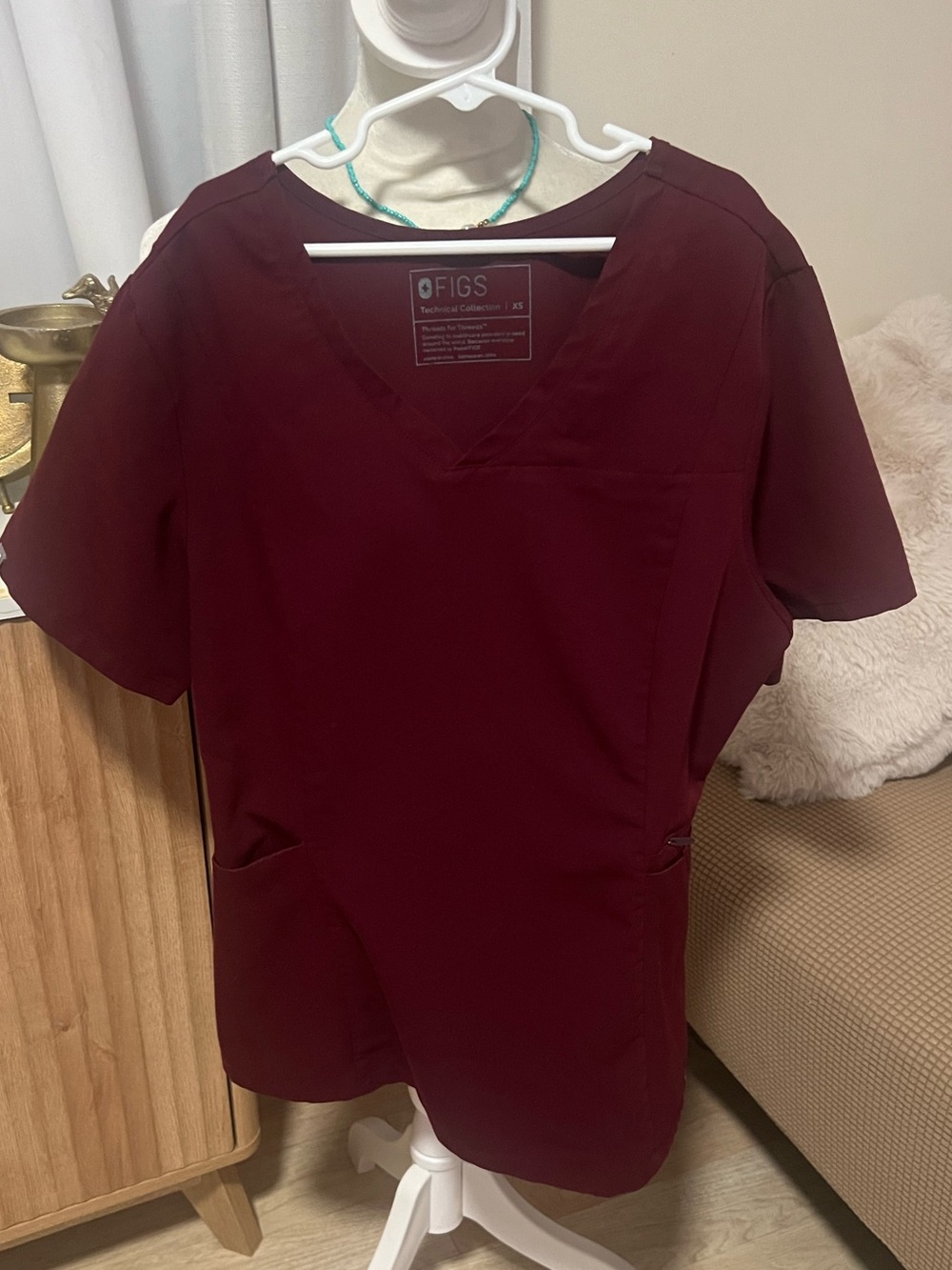 FIGS Women's Burgundy V-Neck Medical Scrub set